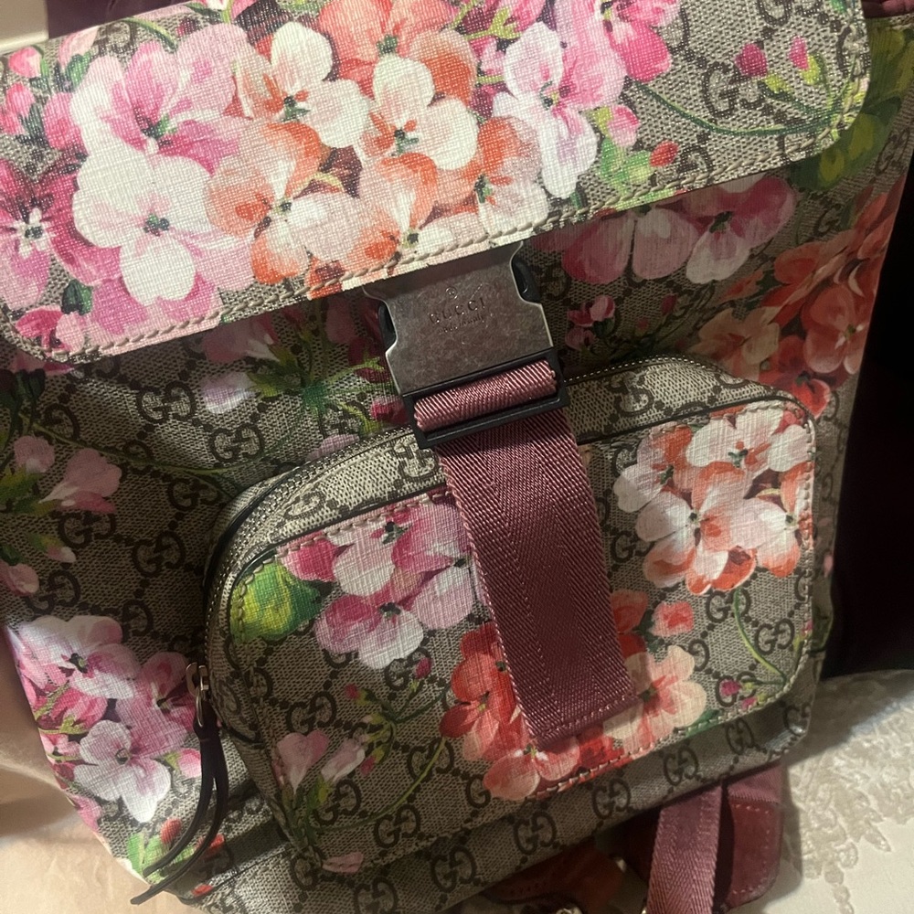 GG Supreme Monogram Blooms backpack